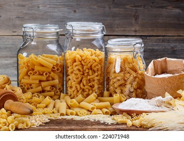 Glass jar filled with various pasta  - Powered by Shutterstock