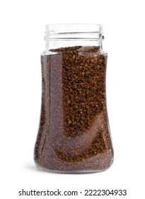 Glass Jar Of Instant Coffee Isolated On White