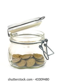 A Glass Jar Used As A Money Box