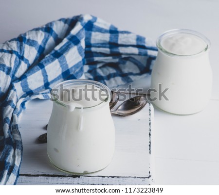 Similar – Image, Stock Photo glass jars with homemade yogurt