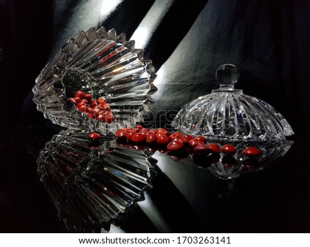 Glass Jewl Box with red Beeds