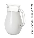 Glass jug of fresh milk isolated on white