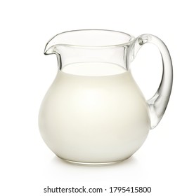 Glass Jug Of Milk Isolated On White Background