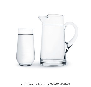 Glass and jug with water isolated on white - Powered by Shutterstock