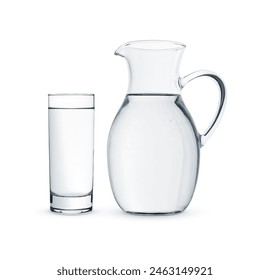 Glass and jug with water isolated on white - Powered by Shutterstock