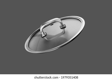 Glass lid from a pan isolated on grey background - Shutterstock ID 1979351408