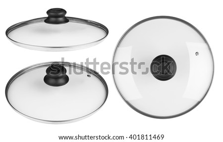 Glass lid from a pan isolated on white background