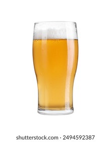 Glass of light beer isolated on white