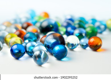 Glass marbles indoor studio macro shot