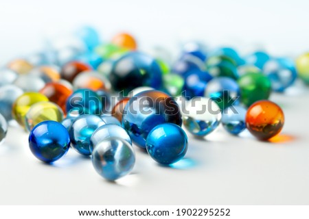 Glass marbles indoor studio macro shot