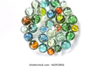 Glass Marbles In Nylon Bag