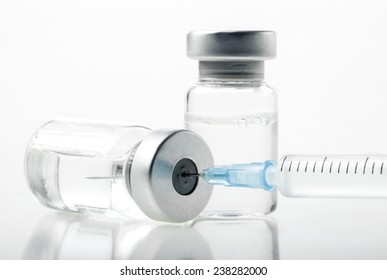 Glass Medicine Vials and botox hualuronic collagen and flu syringe.