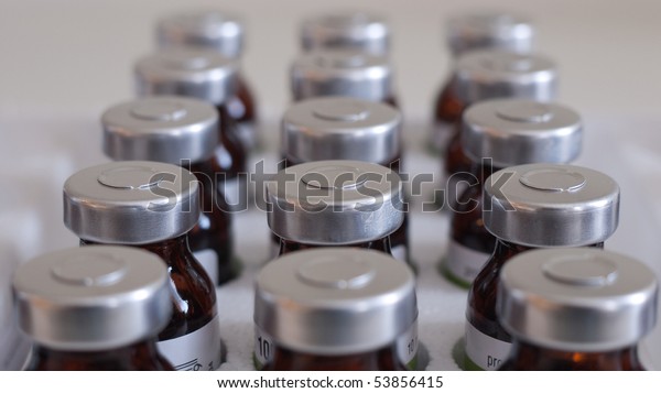 Glass Medicine Vials Injection Fluid Medicines Stock Photo 53856415