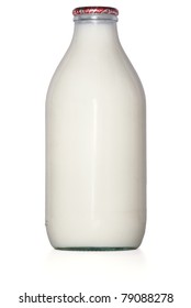 Glass Milk Bottle Isolated On White Background