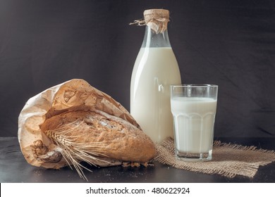 Glass Of Milk And Bread