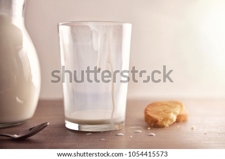 Glass of milk for breakfast finished drinking