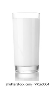 Glass Of Milk Isolated On White