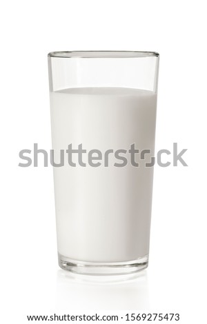 Glass of milk Isolated on a white background. Dairy product close-up.