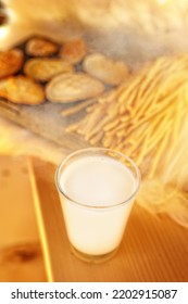 Glass Of Milk And Oscypek - Traditional Polish Chees