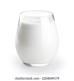 Glass with milk, yogurt isolated on white background. With clipping path.