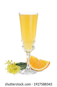 Glass Of Mimosa Cocktail Isolated On White