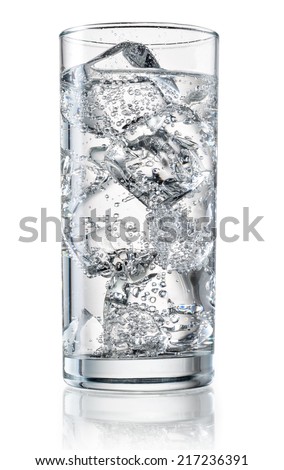 Glass of mineral water with ice. With clipping path