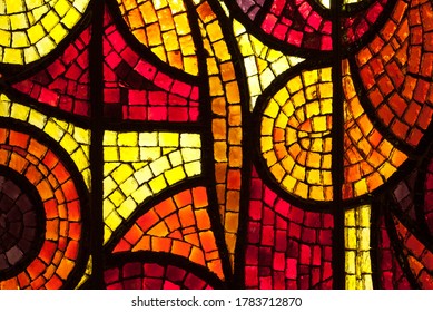 Glass mosaic layer in yellow, red and orange colors. - Powered by Shutterstock