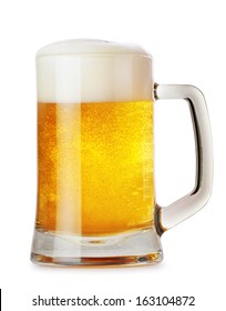 Glass mug with beer isolated on white background - Shutterstock ID 163104872