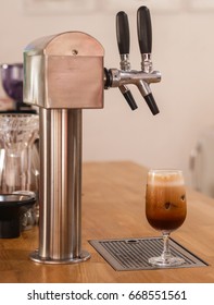 A Glass Of Nitro Cold Brew Coffee With Nitrogen Gas Cold Brew Coffee Machine.