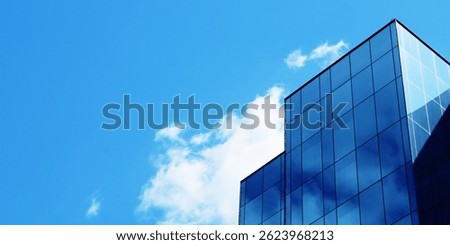 Glass Office Building. Blue Sky. Business Background Design.