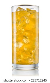 Glass Of Orange Carbonated Lemonade Fanta. With Clipping Path