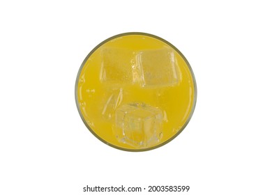 Glass With Orange Soda Drink Seen From Above