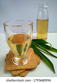 A Glass Of Pandan Simple Syrup. 