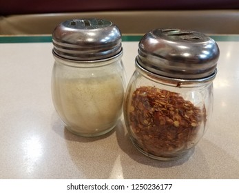 Glass Parmesan Cheese And Red Pepper Shaker For Pizza