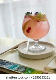 A Glass Of Pink Fruity Soda In Seoul