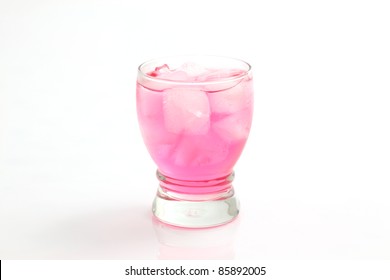 Glass Of Pink Lemonade Isolated In White Background