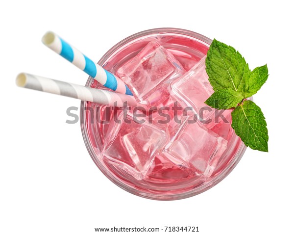 Download Glass Pink Soda Drink Ice Isolated Stock Photo (Edit Now) 718344721