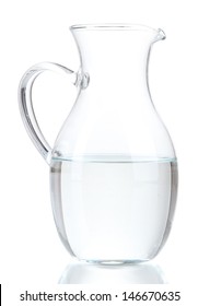 Glass Pitcher Of Water Isolated On White