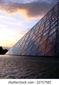 Glass Pyramid At The Louvre In Paris, France