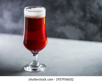 Glass Of Red Ale Beer, Dark Stone Background, Belgian Beer