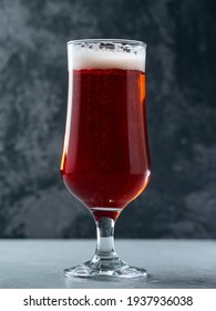 Glass Of Red Ale Beer, Dark Stone Background, Belgian Beer