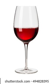 Glass Of Red Cabernet Sauvignon Merlot Pinot Noir Malbec Wine Isolated On White Background