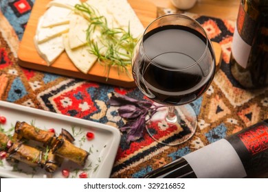 A Glass Of Red Georgian Wine For Dinner