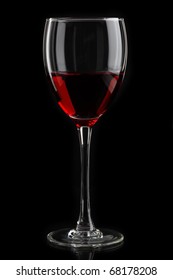 Glass Of Red Wine On Black Background