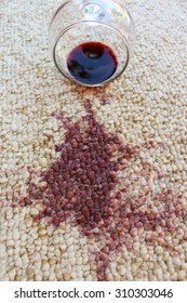 Glass Of Red Wine Spilled On Carpet