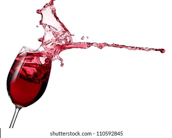 Glass With Red Wine Splash