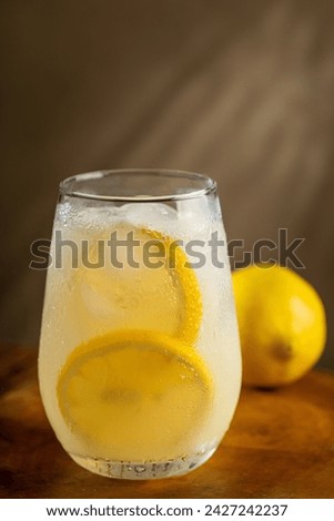 Glass of refreshing lemon homemade drink.