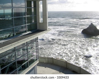 Glass Restaurant, Cliff House In San Francisco, California On Ocean Beach, Seal Rock & The Pacific.