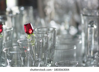 Glass Rose In Glassware Case 