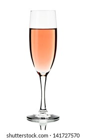 Glass Of Rose Wine On White Background